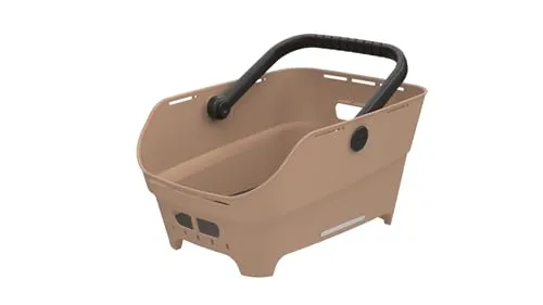 Basil Cento Neo MIK Fahrradkorb Gepäckträger hinten – 21L – aus Recyceltem Kunststoff – Reflektierend – 46.9x23.7x14.1 cm – Sand