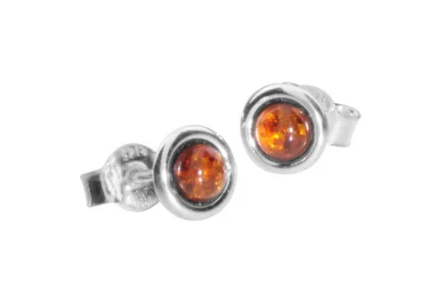 OSTSEE-SCHMUCK Paar Ohrstecker - Classic 4 mm - Silber 925/000 - Bernstein (2-tlg)