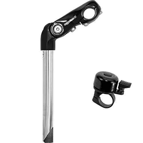 Ergotec Lenkervorbau Klemmung 25,4 mm Kobra Vario Tube Edelstahl verstellbar -10° bis +50° Lenker Vorbau 22,2-90/300 mm inkl. Fahrradglocke