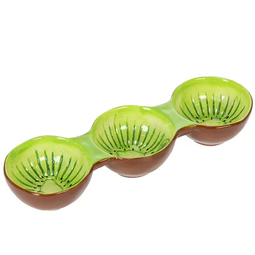 Handbemalte Keramikschale mit Kiwi-Muster für Sommer-Deko und Servieren