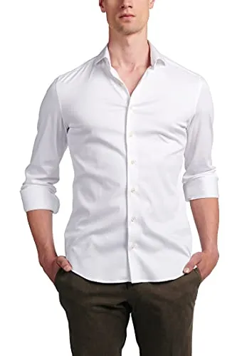 Eterna Langarmhemd 2159 YS82 slim fit Haifisch weiß 38 von ETERNA