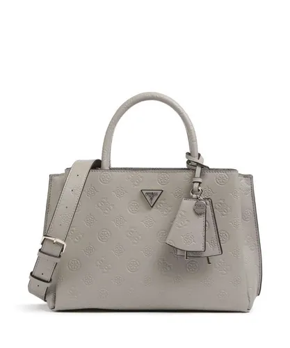 GUESS Jena Elite Luxury Satchel Taupe Logo - Damen-Shopper mit elegantem Design, bietet ausreichend Platz für Ihre Utensilien und verleiht jedem Outfit das gewisse Etwas. Maße: 33 x 24 x 6 cm.