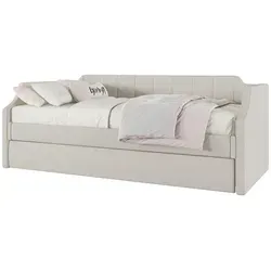 HAUSS SPOLE Schlafsofa Beige – Gepolstertes Einzelbett mit Schiebebett