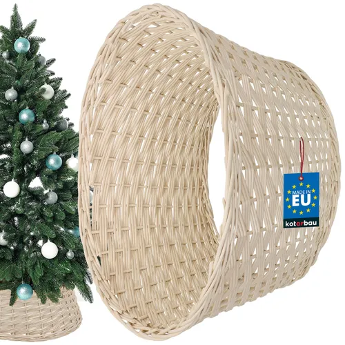 KOTARBAU® Weihnachtsbaum Rock aus Weide Ø 55 cm Gebleicht Christbaumständer aus Rattan Natur Weihnachtsbaumkorb, Weihnachtsbaumständer
