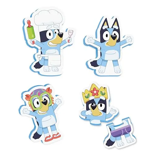 Tomy Toomies Bluey Bad-Puzzle – Mix and Match Bluey Puzzle – Schaumstoff Kleinkind Badespielzeug – Inklusive Netztasche Badespielzeug Aufbewahrung mit Saugnäpfen – 8 Stück – ab 18 Monaten