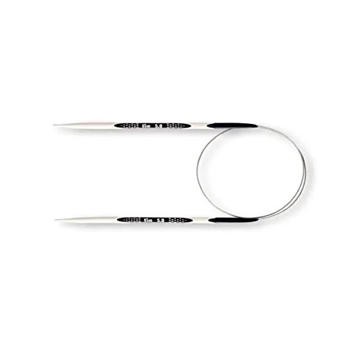 PRYM Rundstricknadel, ergonomisches Design/Nadeln, Kunststoff, Mehrfarbig, 5 mm, 60 cm Länge, Alabasterweiß