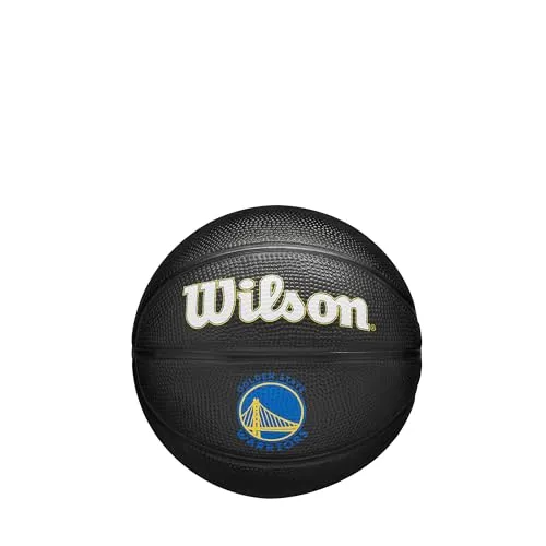 Wilson NBA Team Tribute Mini Basketball, Präzisionskanäle, Dynamischer Grip mit verbesserter Luftstabilität, NBA-zugelassen, Team: Golden State Warriors, Farbe: Schwarz, Größe: 3