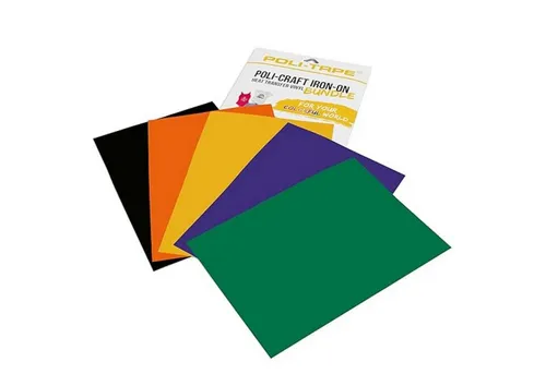 POLI-TAPE POLI-CUT Plotterfolie HALLOWEEN-BUNDLE IRON-ON, 5 x A4 POLI-FLEX TURBO, turboschnelle Transferfolie für Textilien