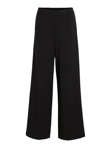 Vila VIVARONE HW Wide Pant - NOOS - Damen-Hosen mit weitem Hosenbein und elastischem Bund für hohen Tragekomfort, ideal für lässige Outfits und vielseitig kombinierbar.