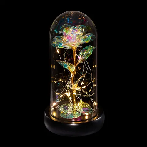 Ewige rose Kunstrose mit LED Bunte Rosenblume 190 cm 390 g Ewige Rose im Glas