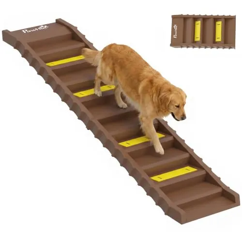 PawHut Klappbare Hunderampe rutschfest für Auto & SUV 154x40cm Braun