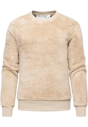REPUBLIX Damen Sweatshirt Teddy Pulli Sweatjacke Plüsch Hoodie Pullover RD-021 Beige S