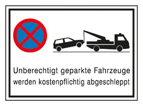 SafetyMarking Parkverbotschild Alu 600 x 400 mm - Abschlepper - Parkplatzkennzeichnung für klare Verbotsanzeigen, langlebig aus Aluminium und ideal für die Sicherheit auf Parkplätzen.