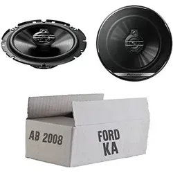 Lautsprecher Boxen Pioneer TS-G1730F - 16,5cm 3-Wege Koax Paar PKW 300WATT Koaxiallautsprecher Auto Einbausatz - Einbauset passend für Ford KA 2 R...