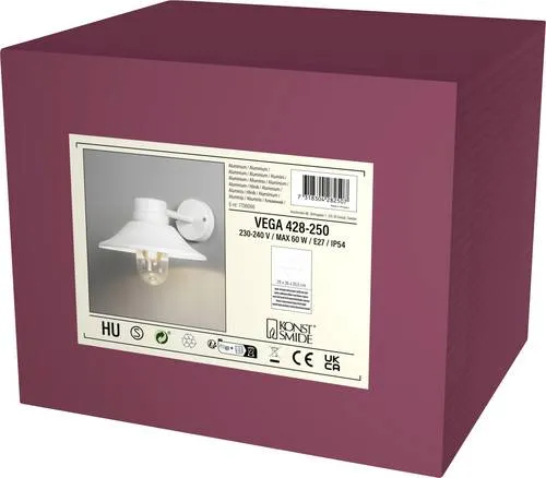 Vega Wandleuchte E27 in Weiß, Aluminium/Glas - Moderne Wandleuchte mit elegantem Design, ideal für stilvolle Beleuchtung in Wohnräumen oder Fluren.