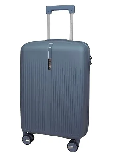 MY TRAVEL BAG Hartschalen-Koffer Trolley Reisekoffer (Handgepäck-Mittel-Groß-Set) 4 Doppel-Rollen (Grau-Blau, Handgepäck (56cm))