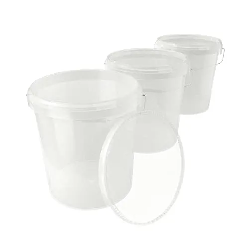 3X Eimer mit Deckel 16 Liter Transparent in weiß von FixedByU