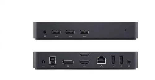 DELL USB 3.0-Dockingstation D3100 - Weiteres Notebook-Zubehör mit Hochgeschwindigkeitskonnektivität, unterstützt bis zu drei Monitore und ermöglicht 4K-Auflösung für eine optimierte Desktop-Umgebung.