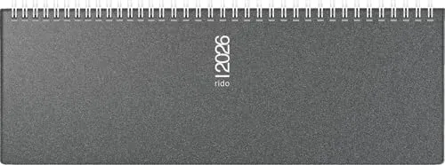 rido/idé Querterminbuch Mod. septant 2026 | 305×105 mm, Kunststoff, grau