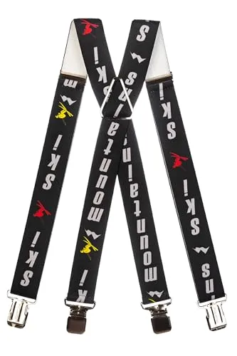 Olata Hosenträger für Skihosen | x- und y-förmige Hosenträger (Schwarz/Grau) – 4 cm. Erwachsene. X-Form (Kreuzstück Verstellbar)