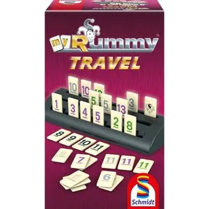 Schmidt Spiele MyRummy Travel - Reiseausgabe - Gesellschaftsspiel für die ganze Familie, leicht erlernbar und ideal für unterwegs mit praktischen Ablagebänken als Aufbewahrungsbox.