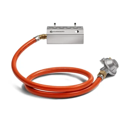 BURNHARD Gasflaschen Adapter für Gasgrill Jones Jr. - Grillersatzteile – Optimiere dein BBQ mit unserem Adapter für 5, 8 und 11 kg Gasflaschen, inklusive 1,5 bar Druckminderer für längeres und leistungsstärkeres Grillvergnügen!