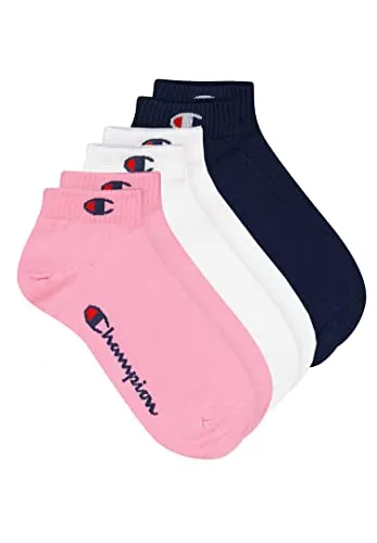 Champion Unisex Core 3PP Quarter Füßlinge, Rosa Fuchsia, Weiß, Marineblau, 35-38 (3er Pack)
