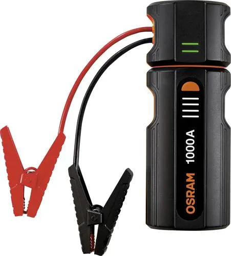 OSRAM Schnellstartsystem BATTERYjumpstart 1000 OJS020 - Starthilfegerät für 12V-Fahrzeuge mit 1000A Startstrom, integrierter USB-Ladefunktion und umfassenden Sicherheitsmerkmalen für sicheres Starten.