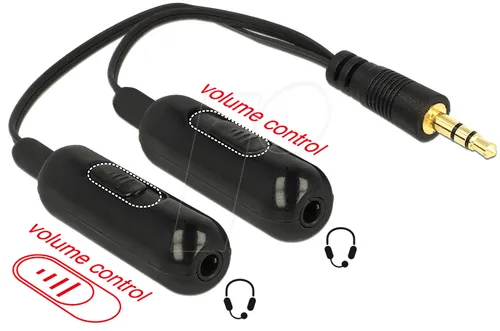 DELOCK 65683 - Audio Kabel, 3,5 mm Klinkenstecker auf 2x Kupplung, 0,19 m