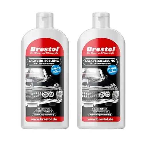 Brestol LACKVERSIEGELUNG 2x 500 ml - mit Carnaubawachs - Hartwachspolitur Autopolitur Hartwachs Abperleffekt Abperl-Effekt Nano streusalzbeständig