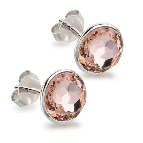 Schöner-SD Ohrstecker rund 925 Silber mit Markenkristall Vintage-Rose - Ohrringe für Damen aus 925er Silber mit einem eleganten Marken-Kristall in Vintage-Rose, perfekt für Alltag und besondere Anlässe. Hautfreundlich und in Deutschland gefertigt.