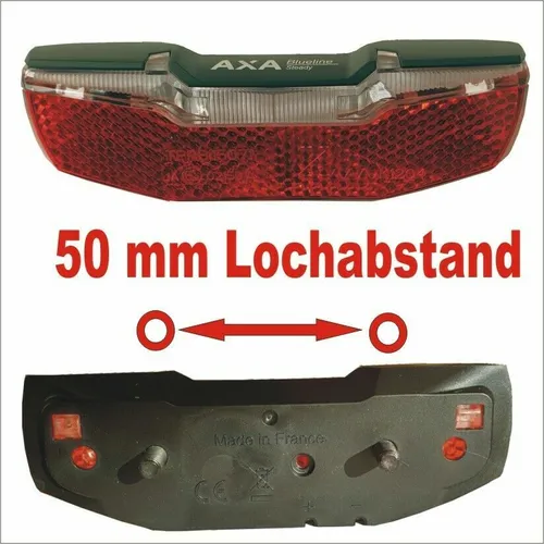 AXA Blueline Steady Gepäckträgerrücklicht 50 mm - Fahrradbeleuchtung mit 2 energieeffizienten LEDs, dynamobetrieben und ideal für sicheres Fahren bei Dunkelheit.