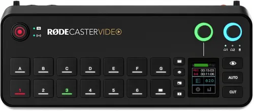 Rodecaster Video - Audio-Interface für Videoproduktion, mit automatischem Quellwechsel und Chroma Key für beeindruckende Hintergründe.