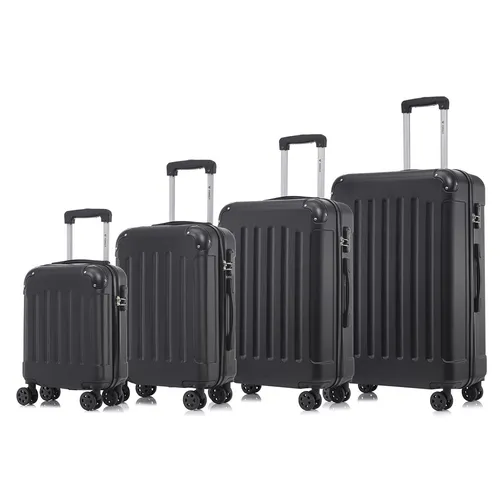 YONSLY Kofferset 4-teilig, Hartschalen-Rollkoffer mit 360°-Rollen - Praktisches 4er Set in Schwarz, ideal für Reisen. Robuste Hartschale schützt Ihre Sachen, während die leichtgängigen Rollen und der ergonomische Gummigriff für hohen Komfort sorgen.