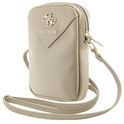 CG MOBILE Guess Tasche GUWBZPGSTEGD Hellgold Zip Triangle 4G - Handy-Umhängetaschen aus Öko-Leder, stilvolles Design mit einem großen Fach, perfekt für den Alltag.