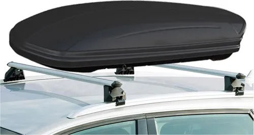 Dachbox VDPMAA320 320 Liter abschließbar schwarz matt + Alu Relingträger VDP CRV107A kompatibel mit Ford Puma 5 Türer ab 2020 anliegende Reling