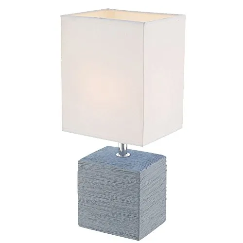 Dekorative Tischleuchte Keramik grau Stoffschirm weiß Globo GERI 21676