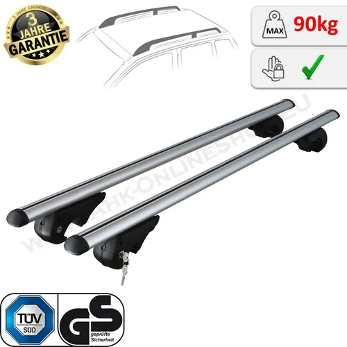 Menabo Relingträger BRIO XL 134cm - Gepäckträger aus hochwertigem Aluminium, vormontiert und abschließbar. Ideal für Fahrzeuge mit offener Dachreling, max. Tragfähigkeit von 90 kg.