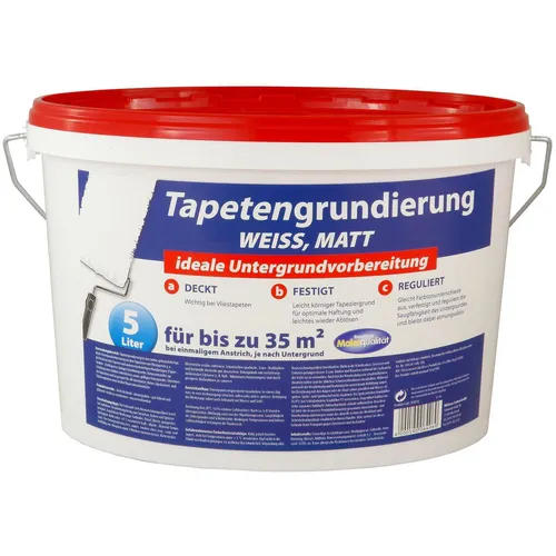 Wilckens Tapetengrundierung 5 Liter - Innen- & Außenfarben, ideal für alle Zimmer, sorgt für optimale Haftung und gleichmäßige Oberfläche bei Tapetenanbringung.