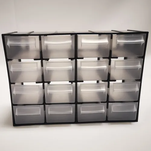 Sichtlagerkasten 16 Boxen - Organizer für Kleinteile - Kleinteilemagazin mit 16 praktischen Boxen, ideal zur übersichtlichen Aufbewahrung und Sortierung von Kleinteilen.