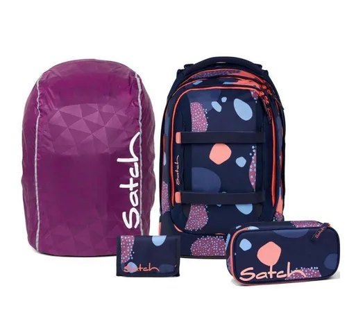 Satch Schulrucksack Pack 4tlg. inkl. Schlamperbox und Regenhülle - Der Satch Schulrucksack Pack Set 4tlg. überzeugt mit innovativem Design und optimaler Ergonomie. Mit verstellbarer Rückenlänge und atmungsaktivem Rückensystem ist er ideal für Schüler von 1,40 m bis 1,80 m.