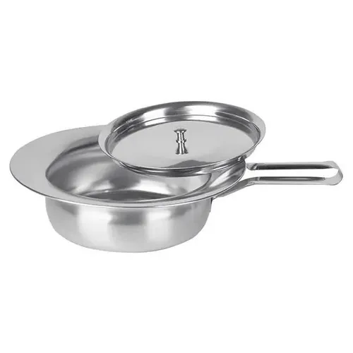 Stechbecken - Bettpfanne Edelstahl mit Knopfdeckel - Mobile Urinale & Bettpfannen, hygienisch und leicht zu reinigen dank hochwertigem Edelstahl