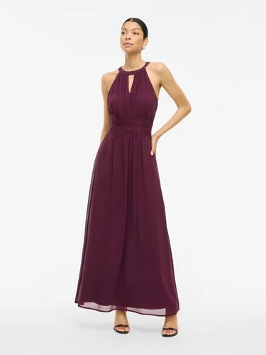 VILA VIMILINA HALTERNECK MAXI DRESS - NOOS - Damen Maxikleid in Fig Detail: ELASTIC, modisch und pflegeleicht, perfekt für den Sommer!