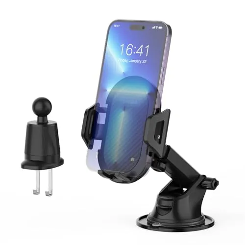 GRIFEMA Auto Handyhalterung mit Saugnapf, 4,7 bis 7,2 Zoll | Für Armaturenbrett, Windschutzscheibe oder Lüftung, 360 Grad drehbar, verstellbarer Arm, Einhandbedienung