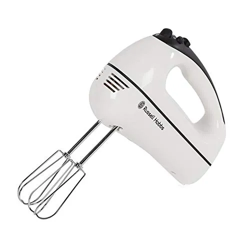 Russell Hobbs Aura Handmixer 18965-56 - Küchen-Handmixer mit 5 Geschwindigkeitsstufen und Turbofunktion, ideal für vielseitige Backprojekte. Inklusive spülmaschinenfester Quirle und Knethaken.