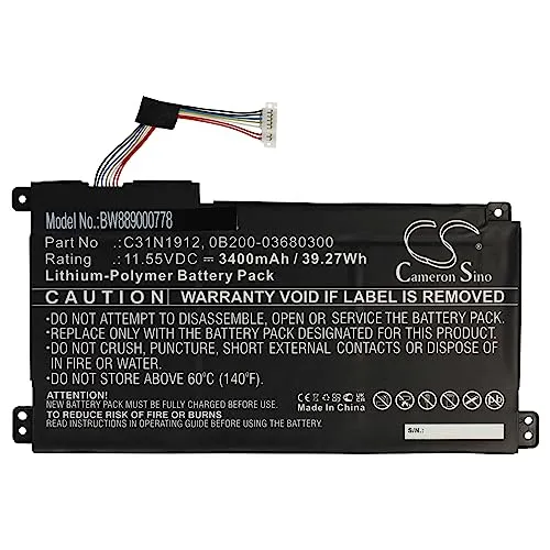 vhbw Akku Ersatz für Asus 0B200-03680300, C31N1912 für Notebook (3400 mAh, 11,55 V, Li-Polymer)