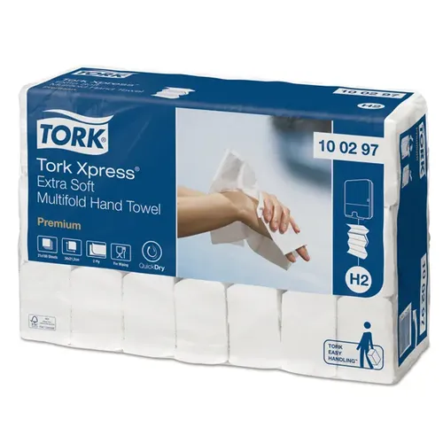 TORK Xpress H2 Premium Extra Soft Papierhandtücher - 2-lagig, 2.100 Stück, besonders saugstark und reißfest mit komfortabler Interfold-Falzung