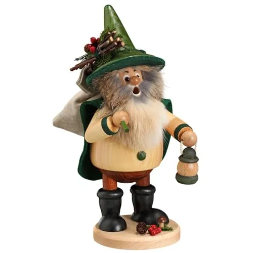 Räuchermännchen Waldwichtel Wanderer, grün - 25cm - Weihnachtlicher Zierschmuck, handgefertigt aus dem Erzgebirge, beeindruckt durch seine 25 cm Größe und ist ein perfektes Geschenk für die festliche Saison.