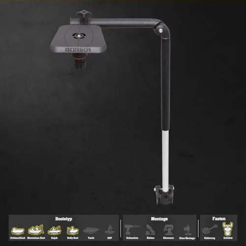 Fasten Echolot-Halterung mit Teleskop Geberstange und Plattform (100 x 100 mm)