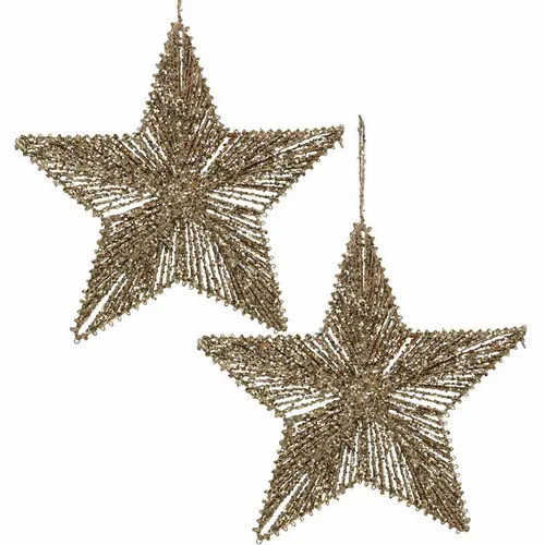 Glitzernde Christbaumschmuck Adventsdeko Stern-Anhänger Golden 25,5cm 4er Set - Adventskalender mit funkelnden Stern-Anhängern in Gold. Perfekt für Christbaum und winterliche Deko, sorgen sie für festliche Eleganz und eine bezaubernde Atmosphäre.